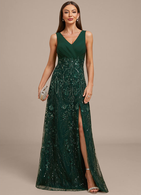 Robe Chic Longue Émeraude Festive