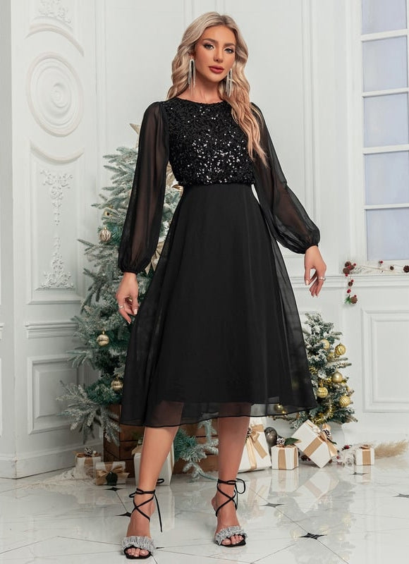 Robe Chic Élégance Noire Pailletée
