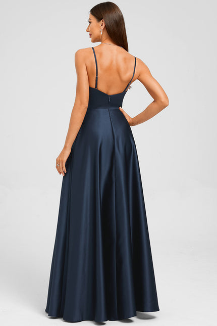 Robe Chic Satinée Marine - gallery 1