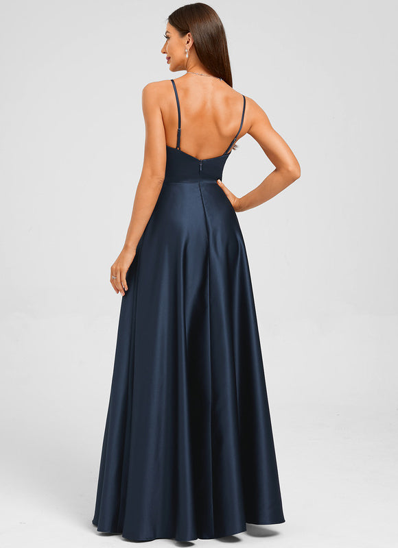 Robe Chic Satinée Marine - gallery 1