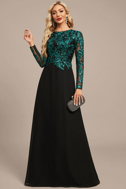 Robe Chic Éclat Noir Émeraude - gallery 4