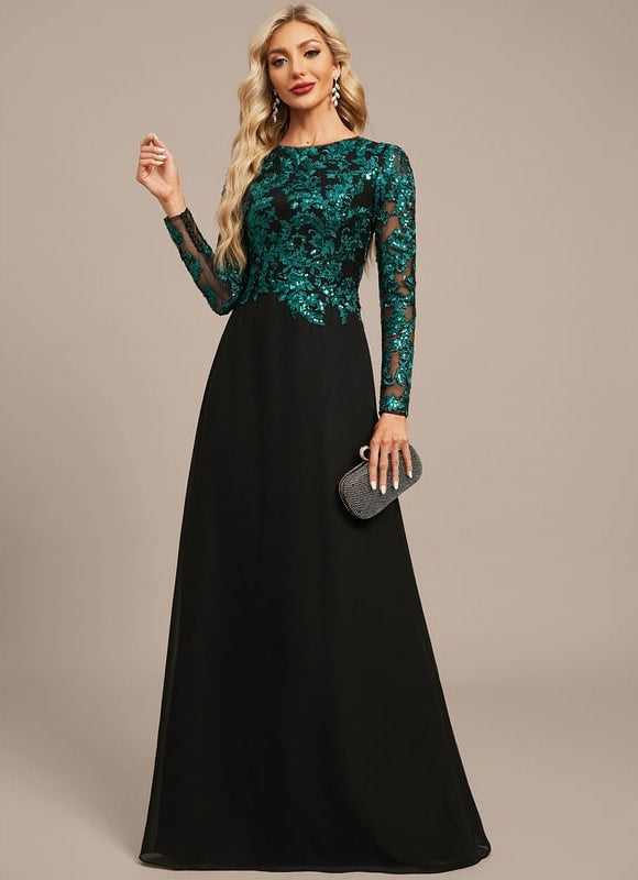 Robe Chic Éclat Noir Émeraude - gallery 4