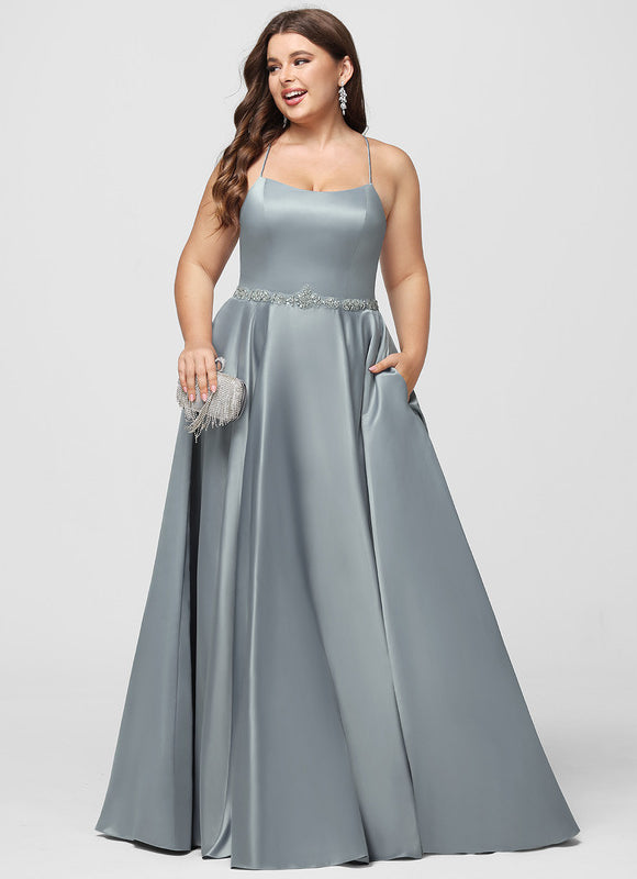 Robe Chic Satin Bleu Poudré - gallery 7