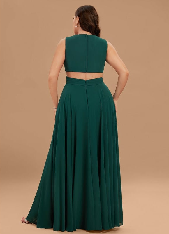 Robe Chic Longue Bordeaux Plissée - gallery 9