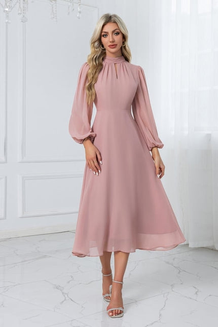 Robe Chic Midi Rose Fluide - gallery 5