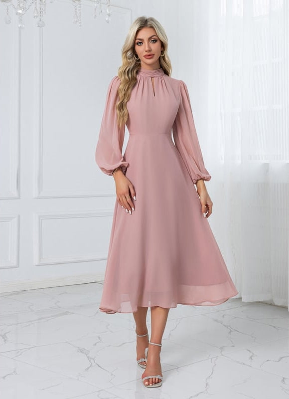 Robe Chic Midi Rose Fluide - gallery 5
