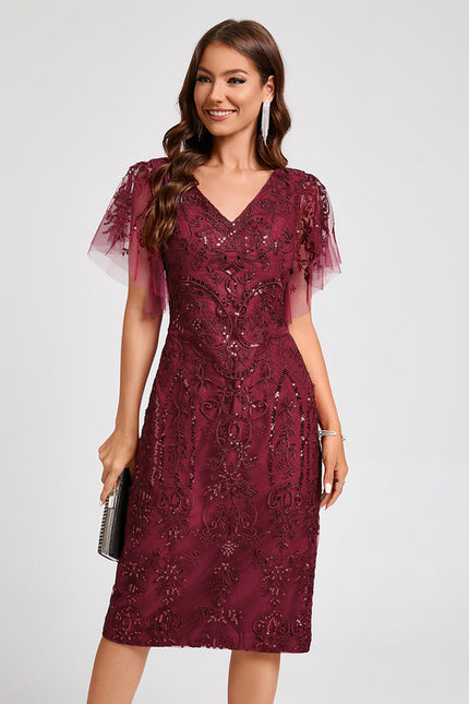 Robe Chic Bordeaux Éclatante - gallery 6