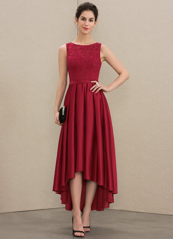 Robe Chic Rouge Élégance Asymétrique - gallery 3