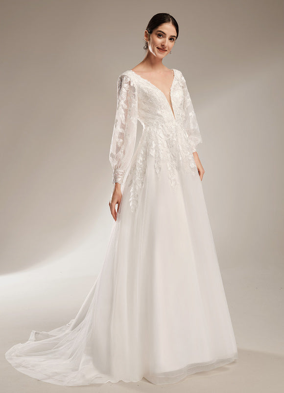 Robe Chic Blanche Satin Dentelle Élégante - gallery 3