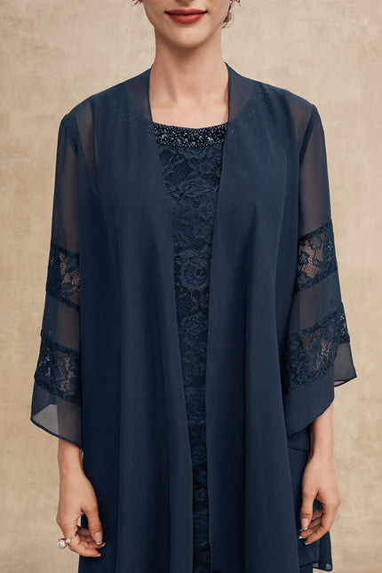 Robe Chic Bleu Nuit Dentelle Mariage - gallery 7