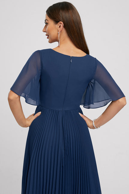Robe Chic Bleu Plissé Élégant - gallery 3