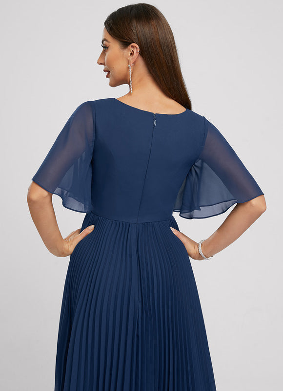 Robe Chic Bleu Plissé Élégant - gallery 3