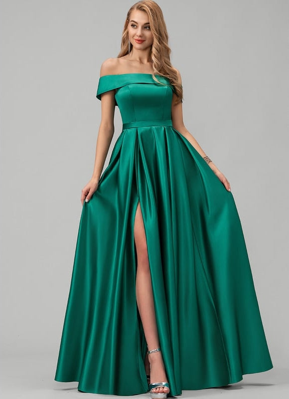 Robe Chic Satin Épaule Dévoilée - gallery 3