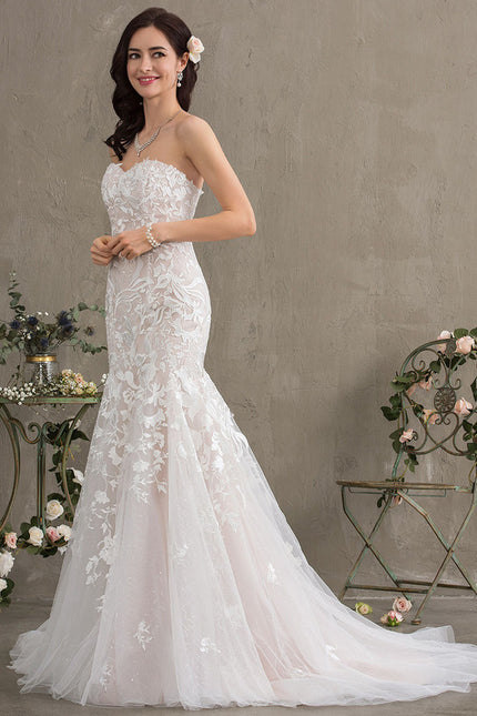 Robe Chic Blanche Sirène Col Cœur - gallery 3