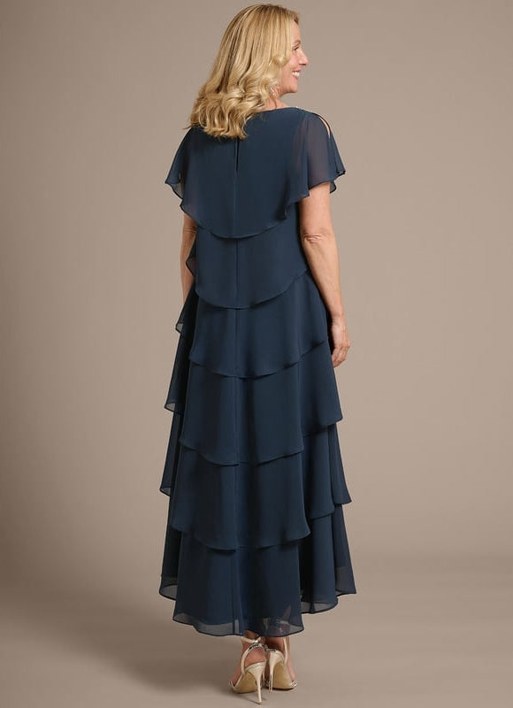 Robe Chic Drapée Marine - gallery 5