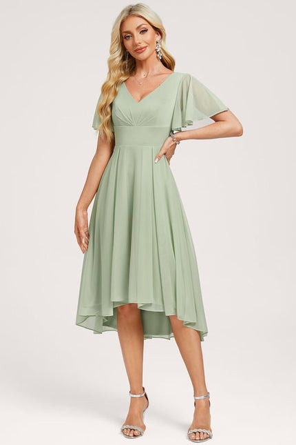 Robe Chic Vert Pastel Trapèze Volants - gallery 2