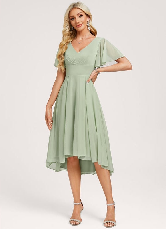 Robe Chic Vert Pastel Trapèze Volants - gallery 2