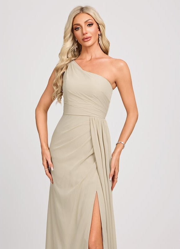 Robe Chic Asymétrique Beige - gallery 4