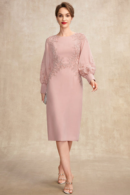 Robe Chic Rose Poudré Élégante Avec Dentelle - gallery 6