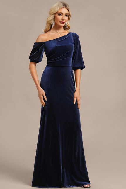 Robe Chic Velours Bleu Nuit - gallery 5