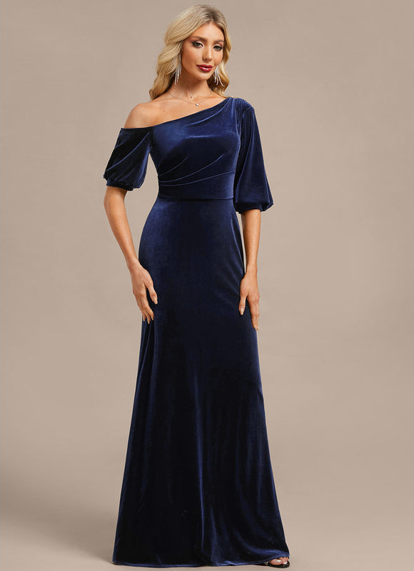 Robe Chic Velours Bleu Nuit - gallery 5
