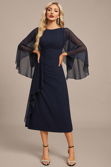 Robe Chic Satin Marine Élégant - gallery 2