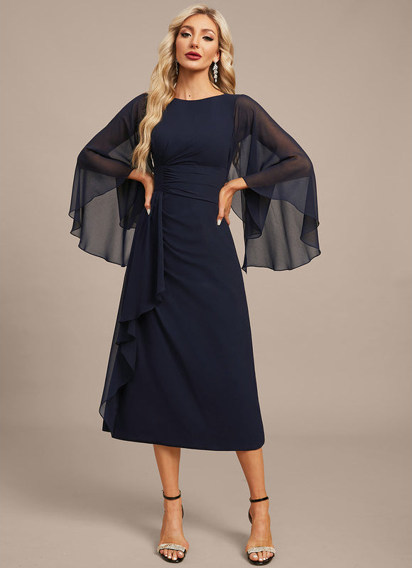Robe Chic Satin Marine Élégant - gallery 2