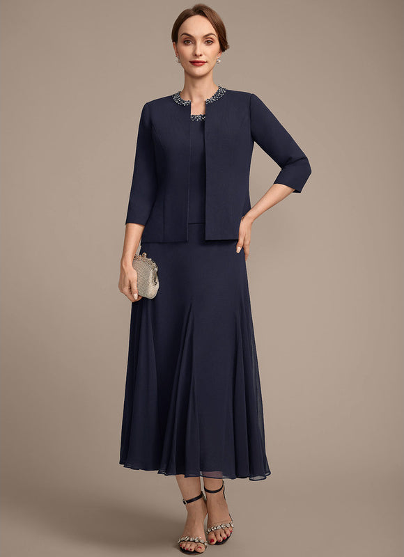 Robe Chic Ensemble Élégant Marine - gallery 1