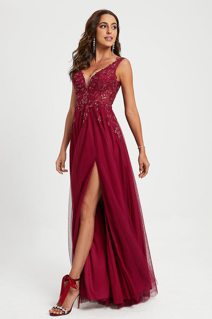 Robe Chic Rouge Élégant Tulle - gallery 2
