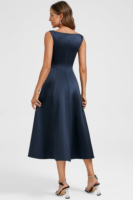Robe Chic Satin Marine Élégante - gallery 5