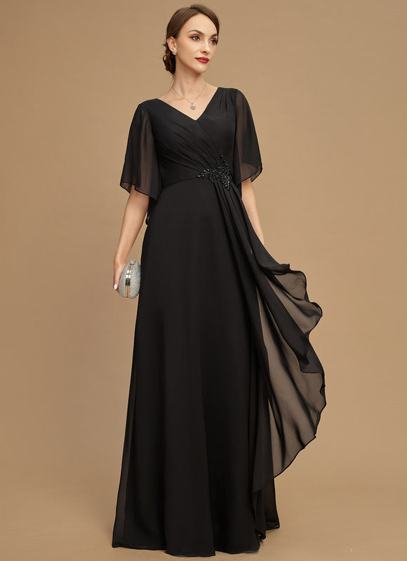 Robe Chic Noire Mousseline À Volants