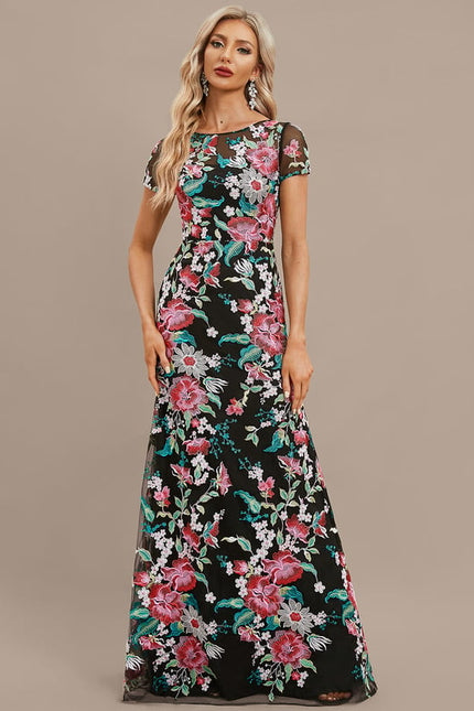 Robe Chic Noir Floral Satin - gallery 5