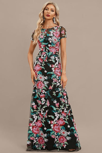 Robe Chic Noir Floral Satin - gallery 5