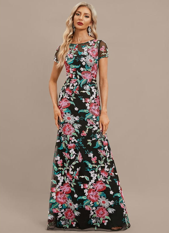 Robe Chic Noir Floral Satin - gallery 5