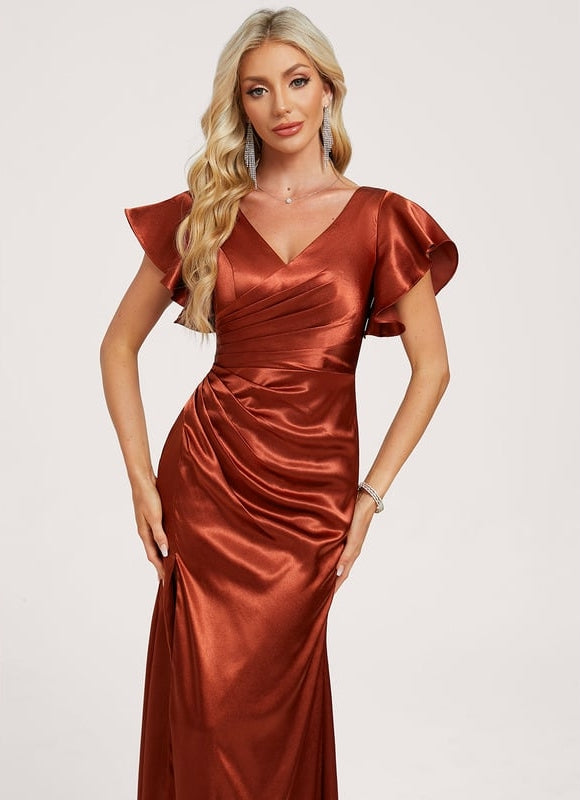 Robe Demoiselle D'Honneur Champetre Chic Vermillon - gallery 4