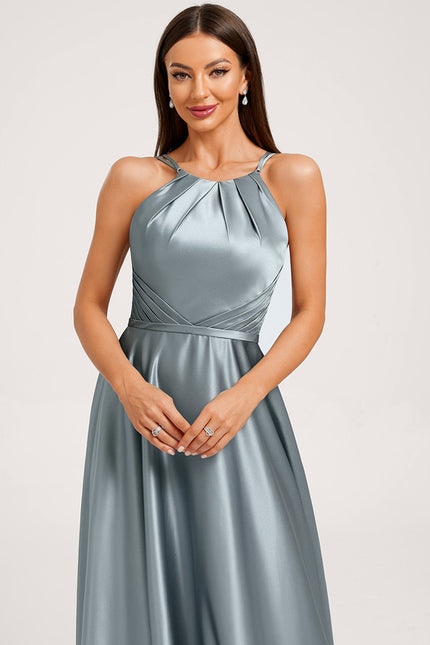 Robe Chic Satinée Bleu Clair - gallery 4