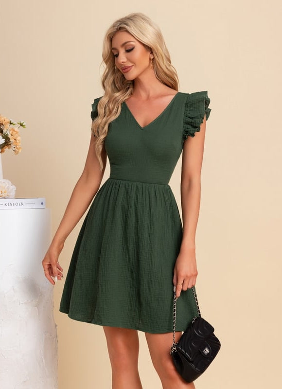 Robe Chic Verte Évasée - gallery 1