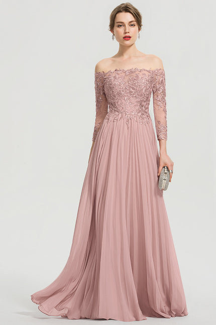 Robe Chic Longue Rose Plissée