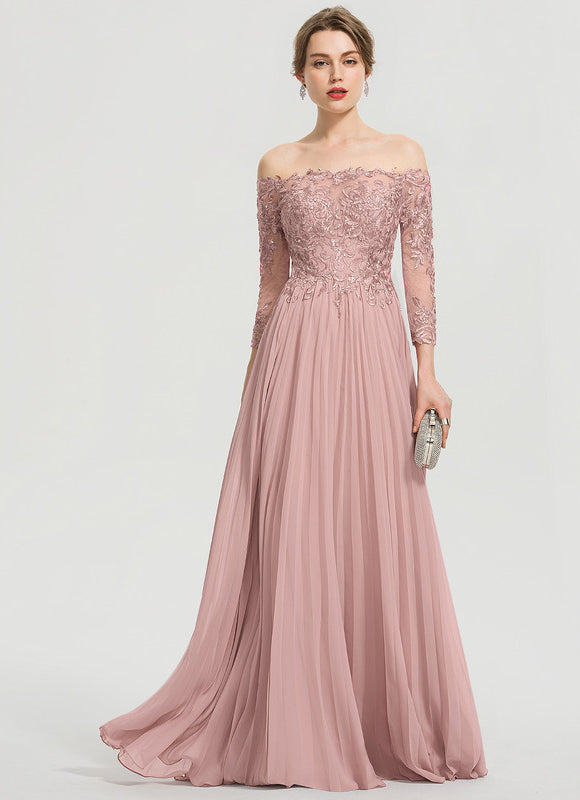 Robe Chic Longue Rose Plissée