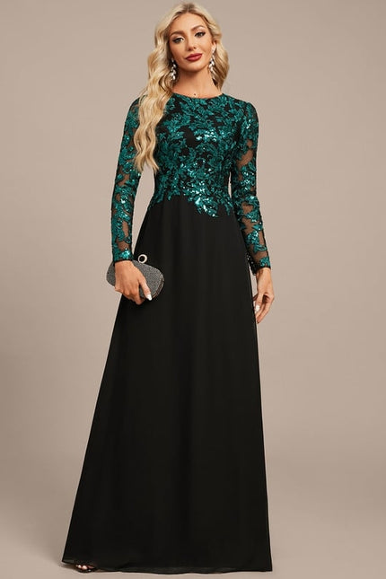 Robe Chic Éclat Noir Émeraude - gallery 3