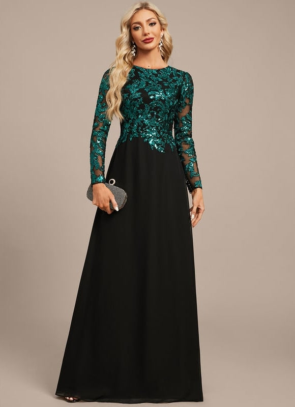 Robe Chic Éclat Noir Émeraude - gallery 3