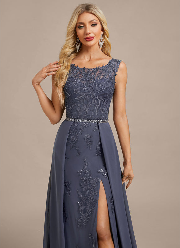 Robe Chic Longue Grise Brodée - gallery 1