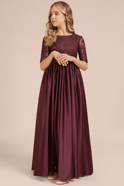 Robe Chic Longue Dentelle Bordeaux - gallery 2