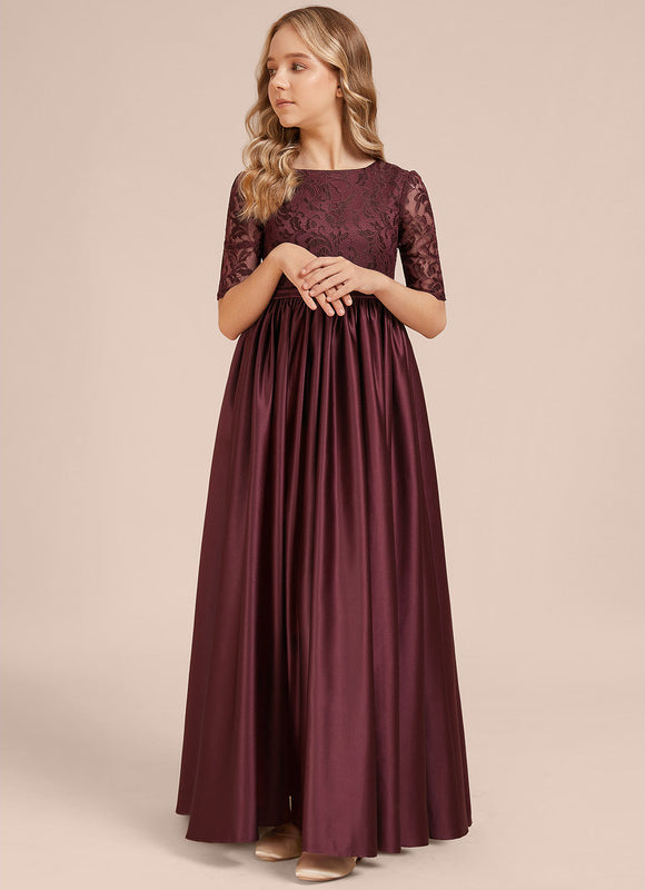 Robe Chic Longue Dentelle Bordeaux - gallery 2