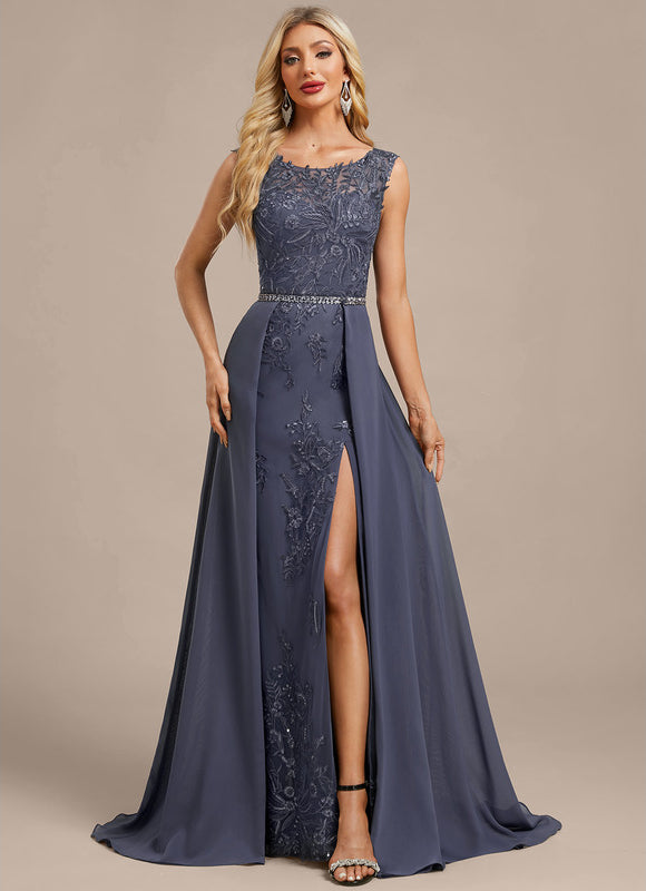 Robe Chic Longue Grise Brodée - gallery 2