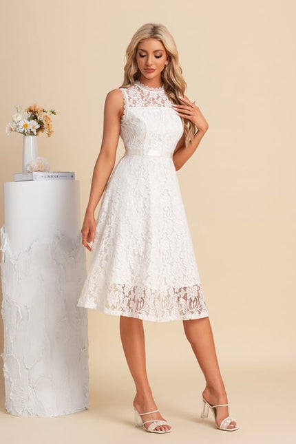 Robe Chic Midi Dentelle Blanche - gallery 3