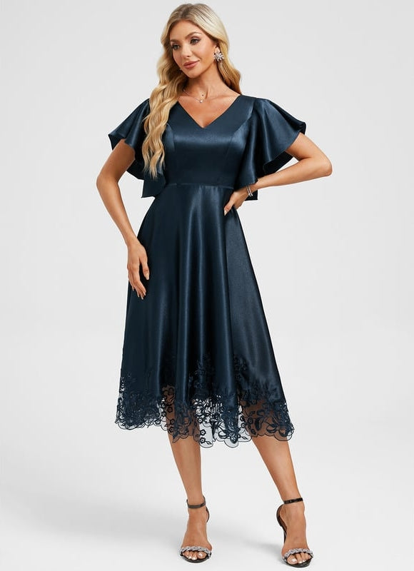 Robe Chic Satin Bleu Ciel - gallery 2