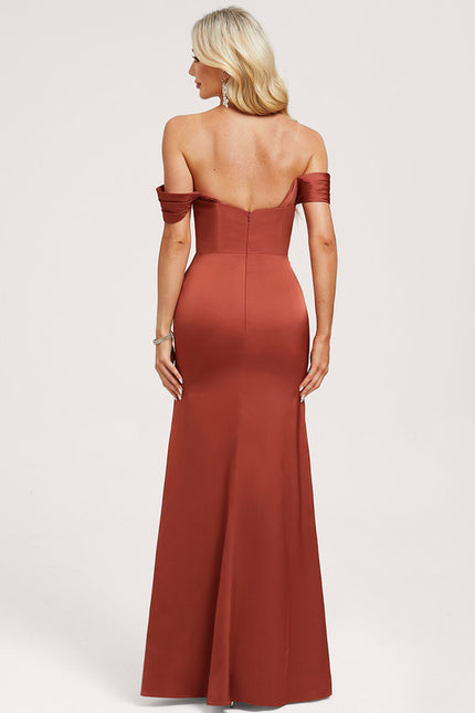 Robe Chic Satinée Terre Cuite - gallery 4
