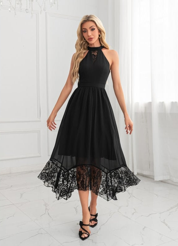 Robe Chic Mousseline Noire - gallery 4