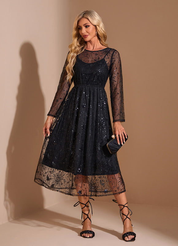 Robe Chic Noir Étoilé - gallery 1